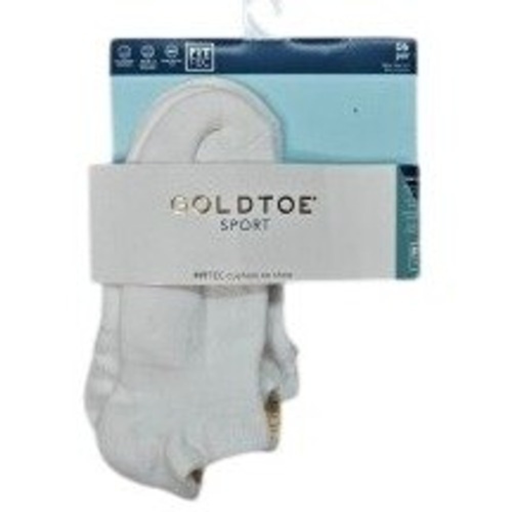 Gold Toe Sport Womens 3 Pair Fit‎ Tec Cushion No Show Socks White Shoe Size 6-9